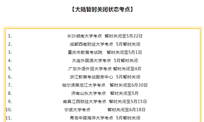 2022年5、6、7月GMAT考點最新考位信息