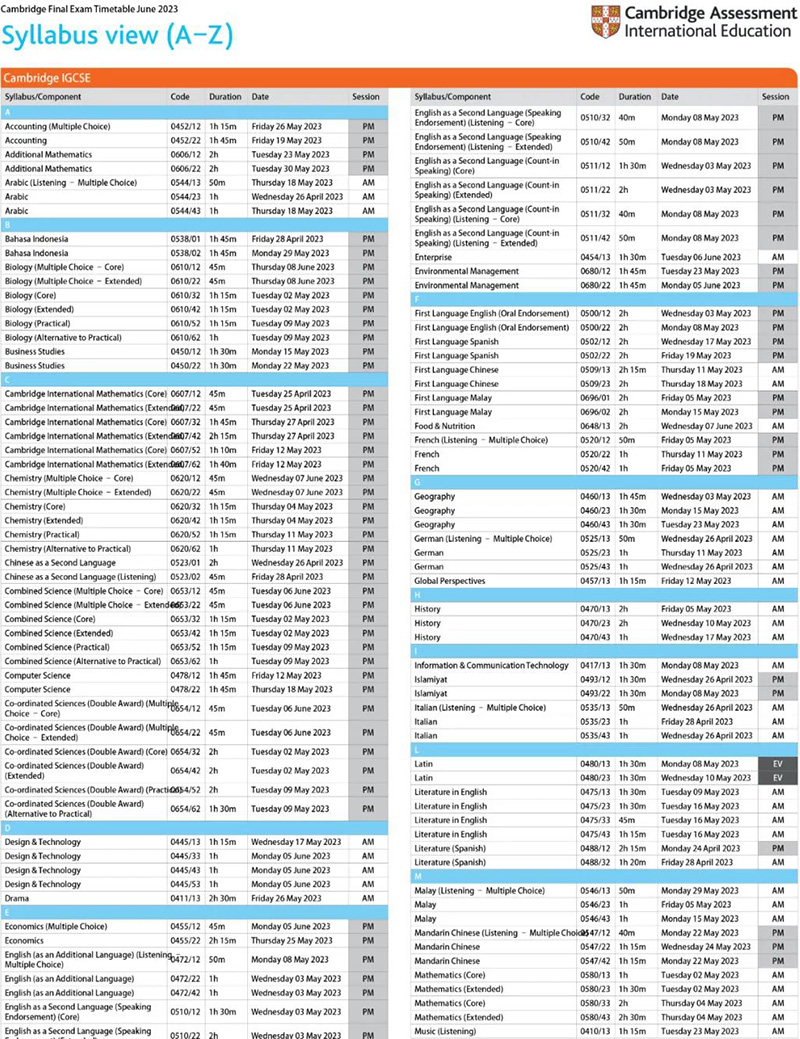 2023年IGCSE&A-Level夏季大考時間發布