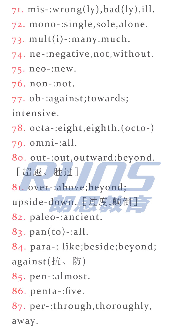 雅思詞匯：常見前綴和后綴5